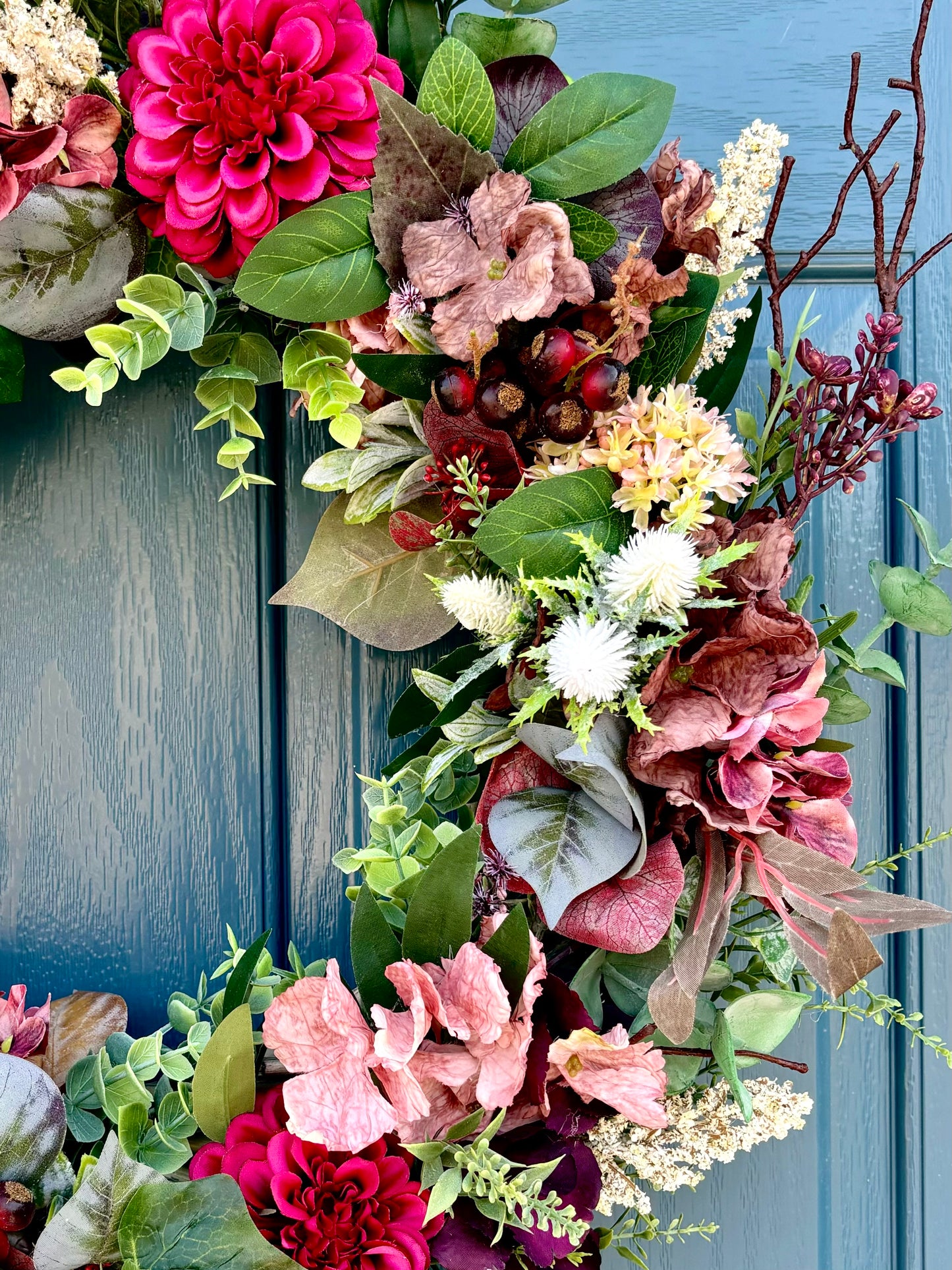 Autumn Wreath | Faux Floral Door Decor - “Cider Bloom”