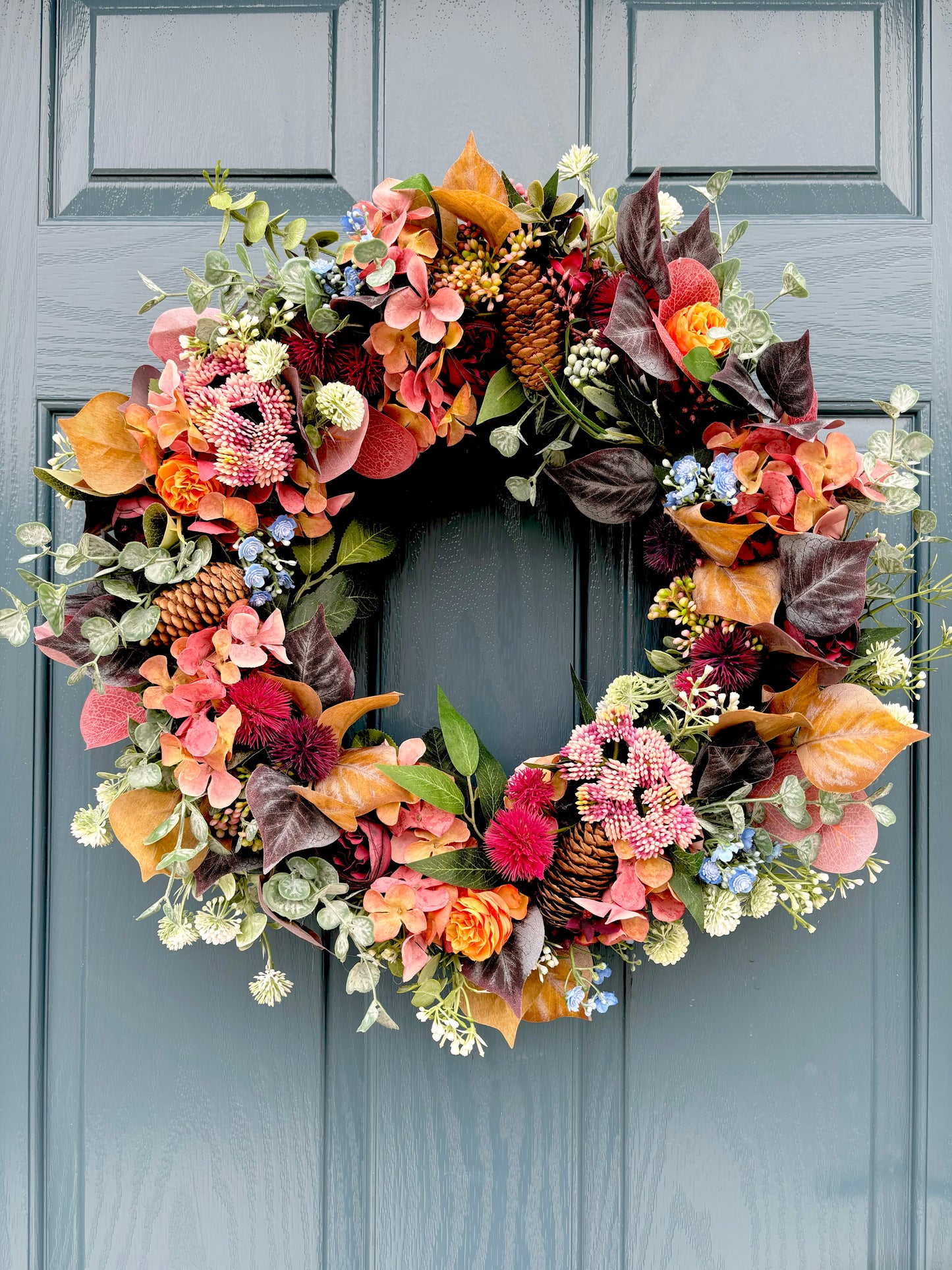 Autumn Wreath | Faux Floral Door Decor - “Autumn Bloom”