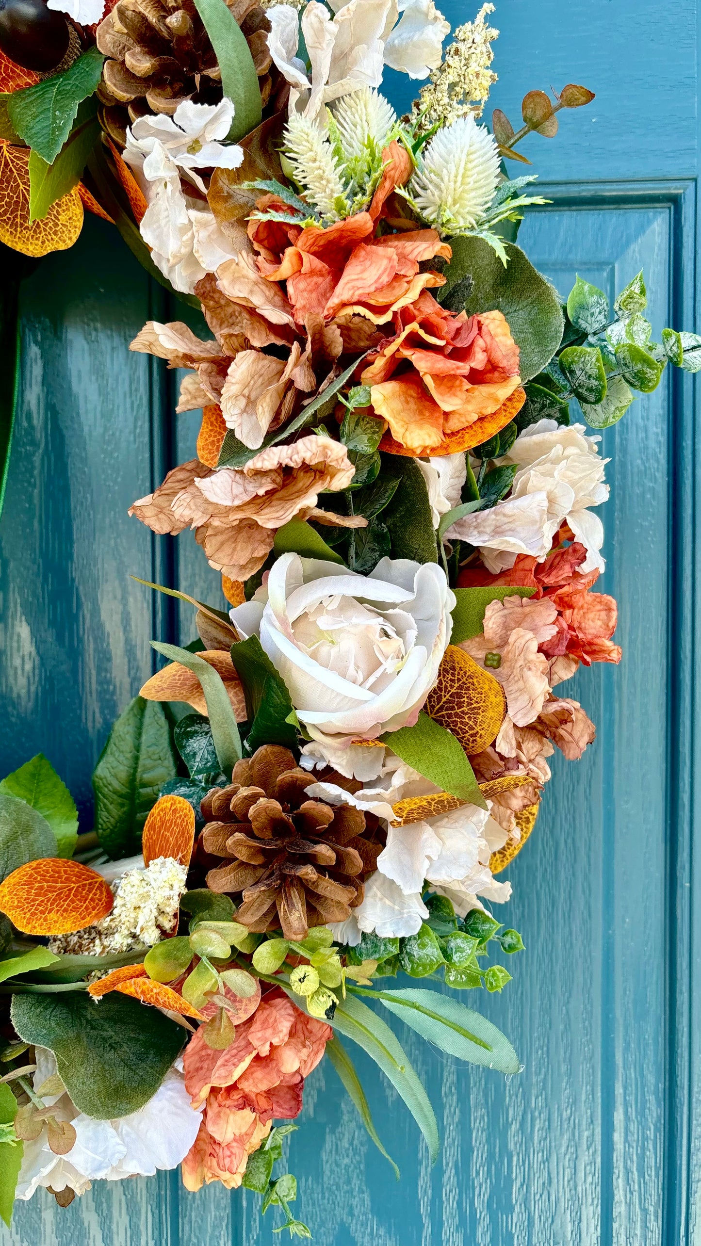 Autumn Wreath | Faux Floral Door Decor - “Autumn Rust”