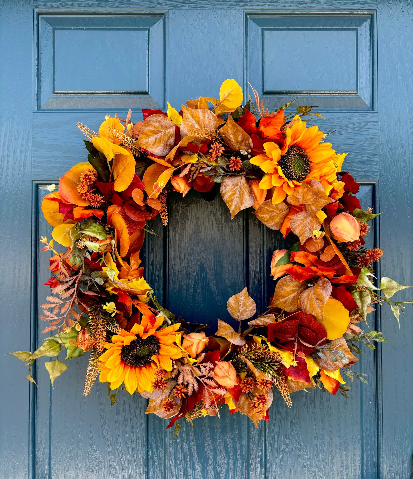 Autumn Wreath | Faux Floral Door Decor - “Sunflower Dream”