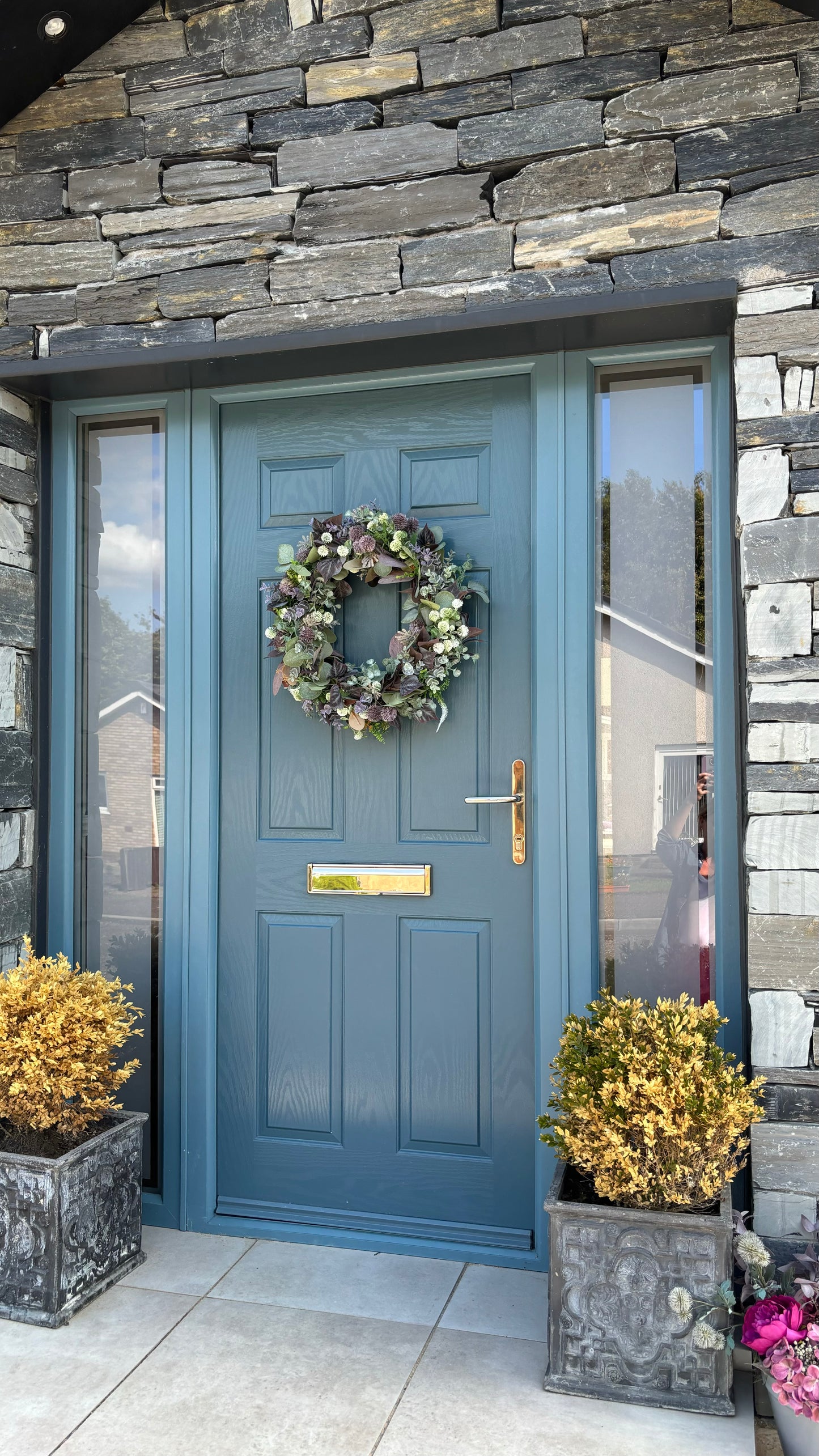 Autumn Wreath | Faux Floral Door Decor - “Thistle Fall”