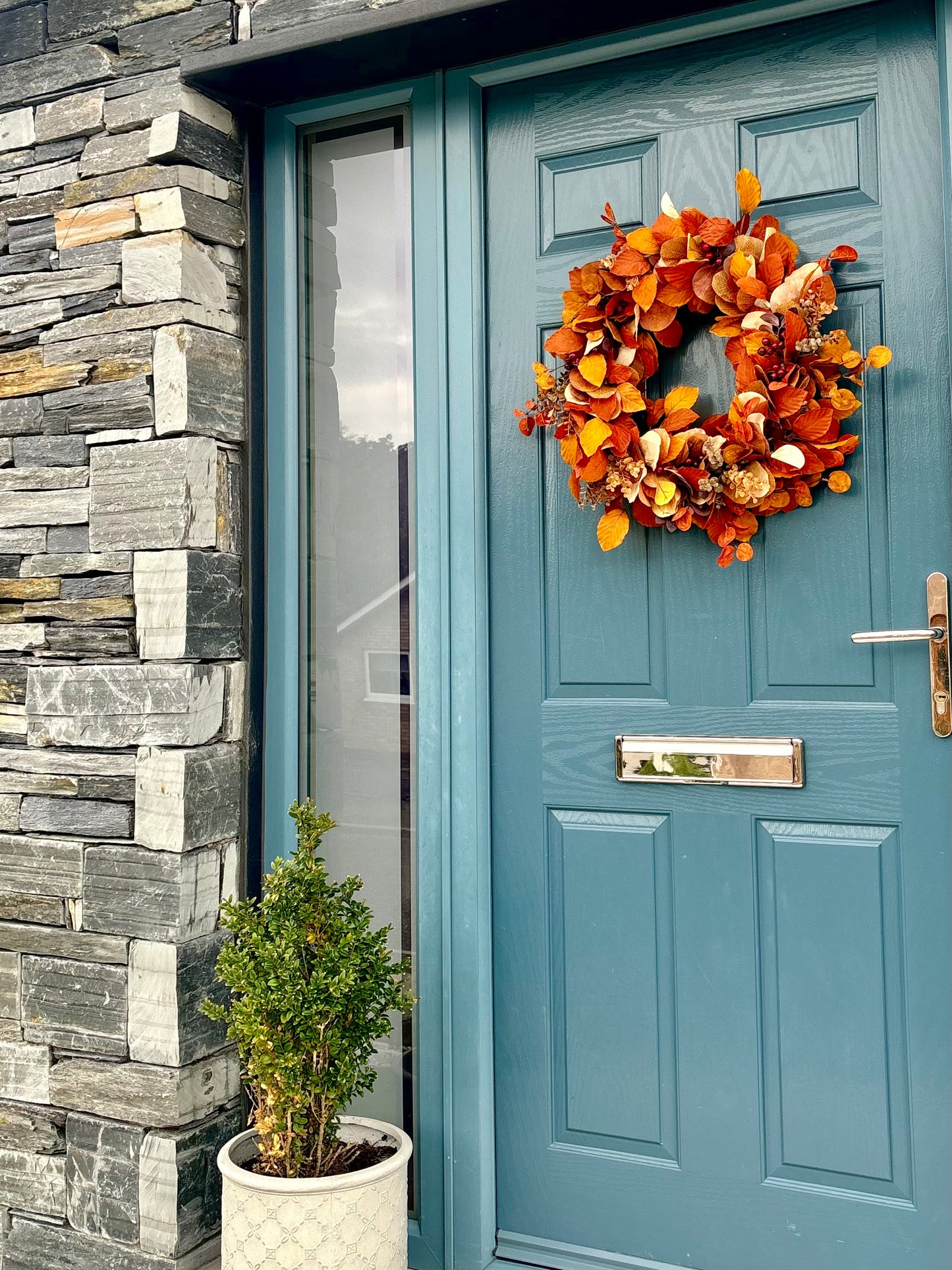 Autumn Wreath | Faux Floral Door Decor - “Golden Oak”