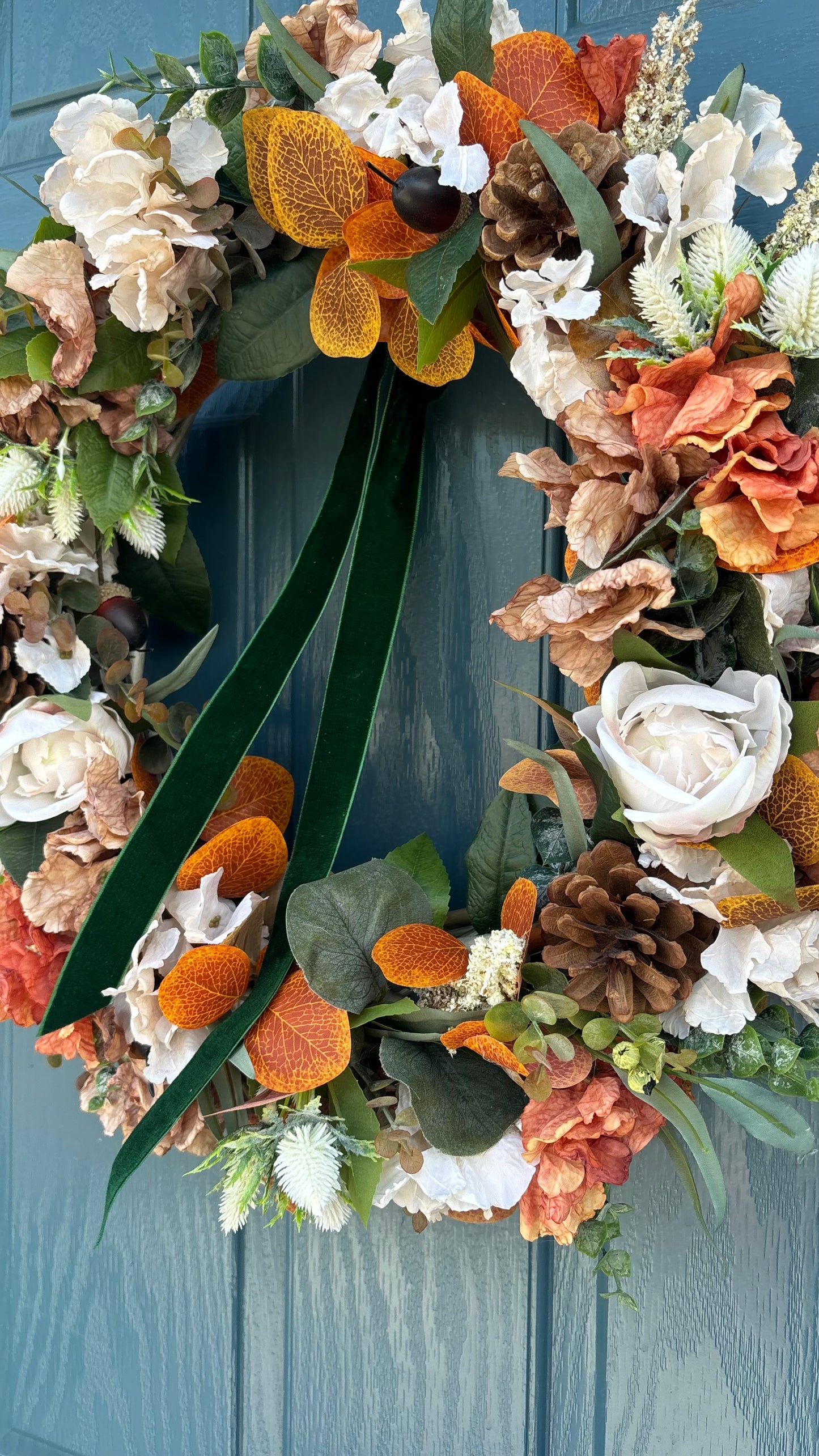 Autumn Wreath | Faux Floral Door Decor - “Autumn Rust”