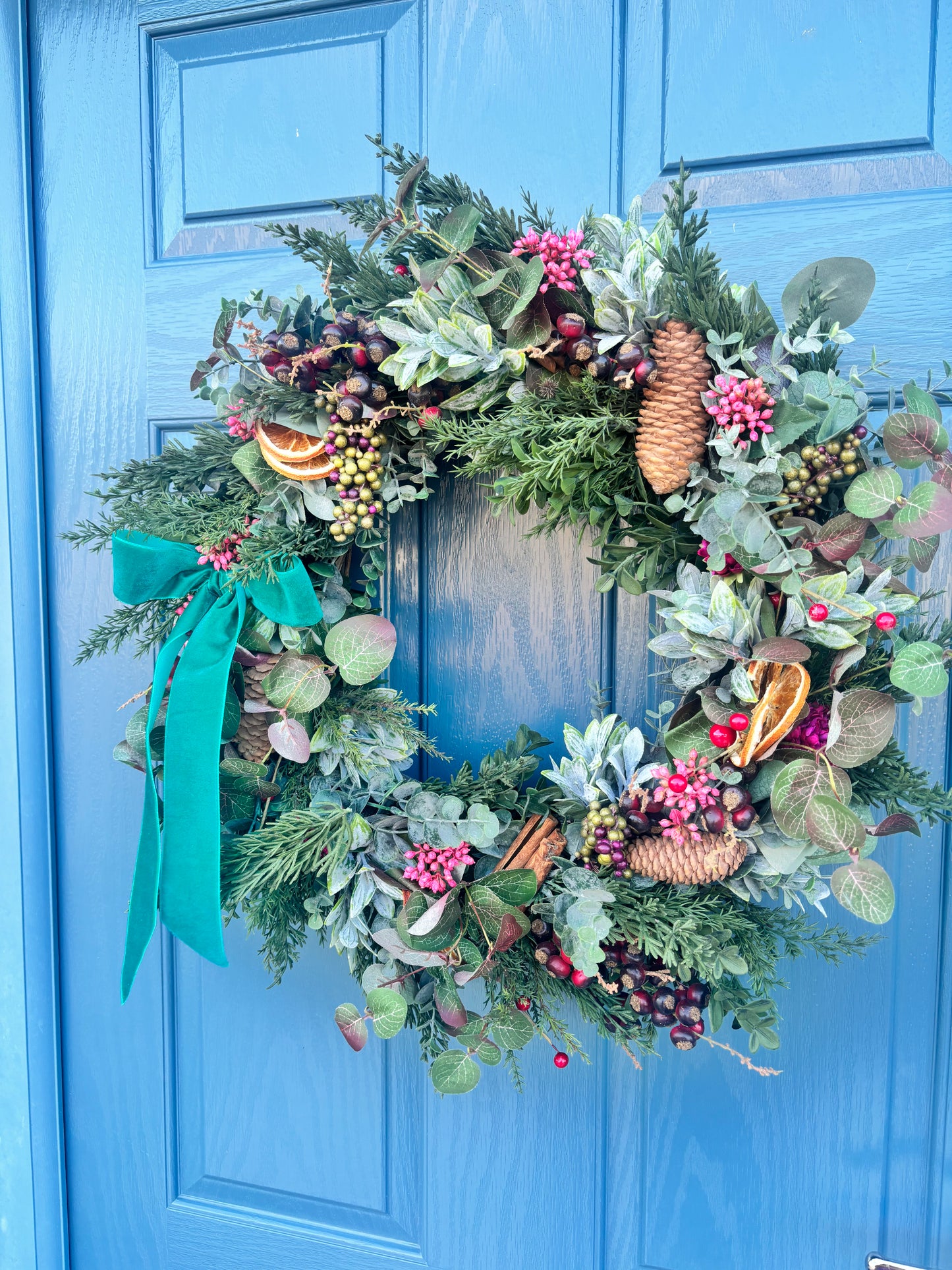 Christmas Wreath | Faux Floral Winter Door Decor - “Cinnamon & Spice”