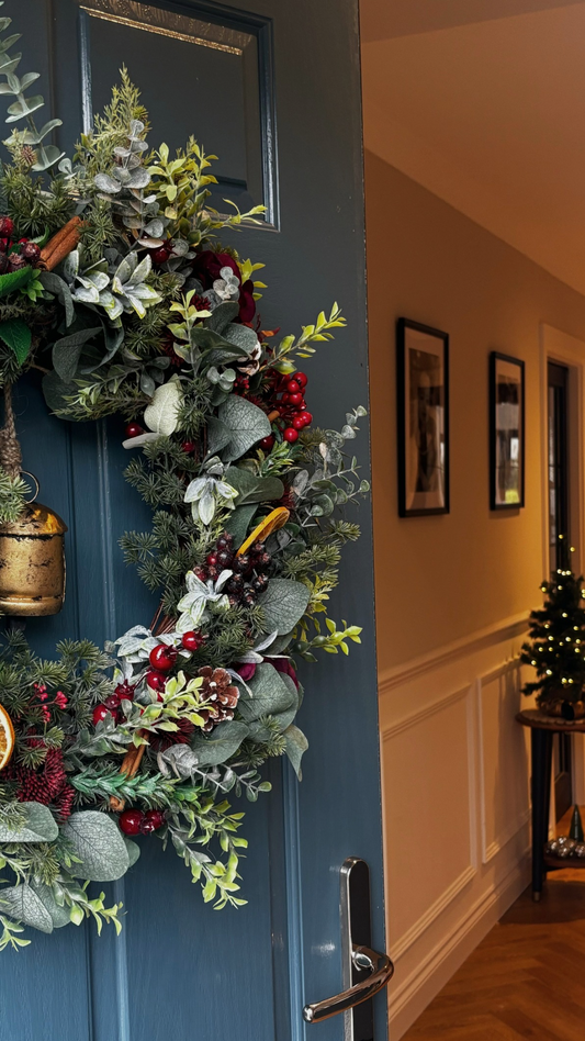 Christmas Wreath | Faux Floral Door Decor - “The Vintage Noel”
