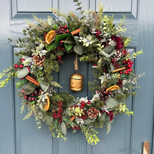 Christmas Wreath | Faux Floral Door Decor - “The Vintage Noel”