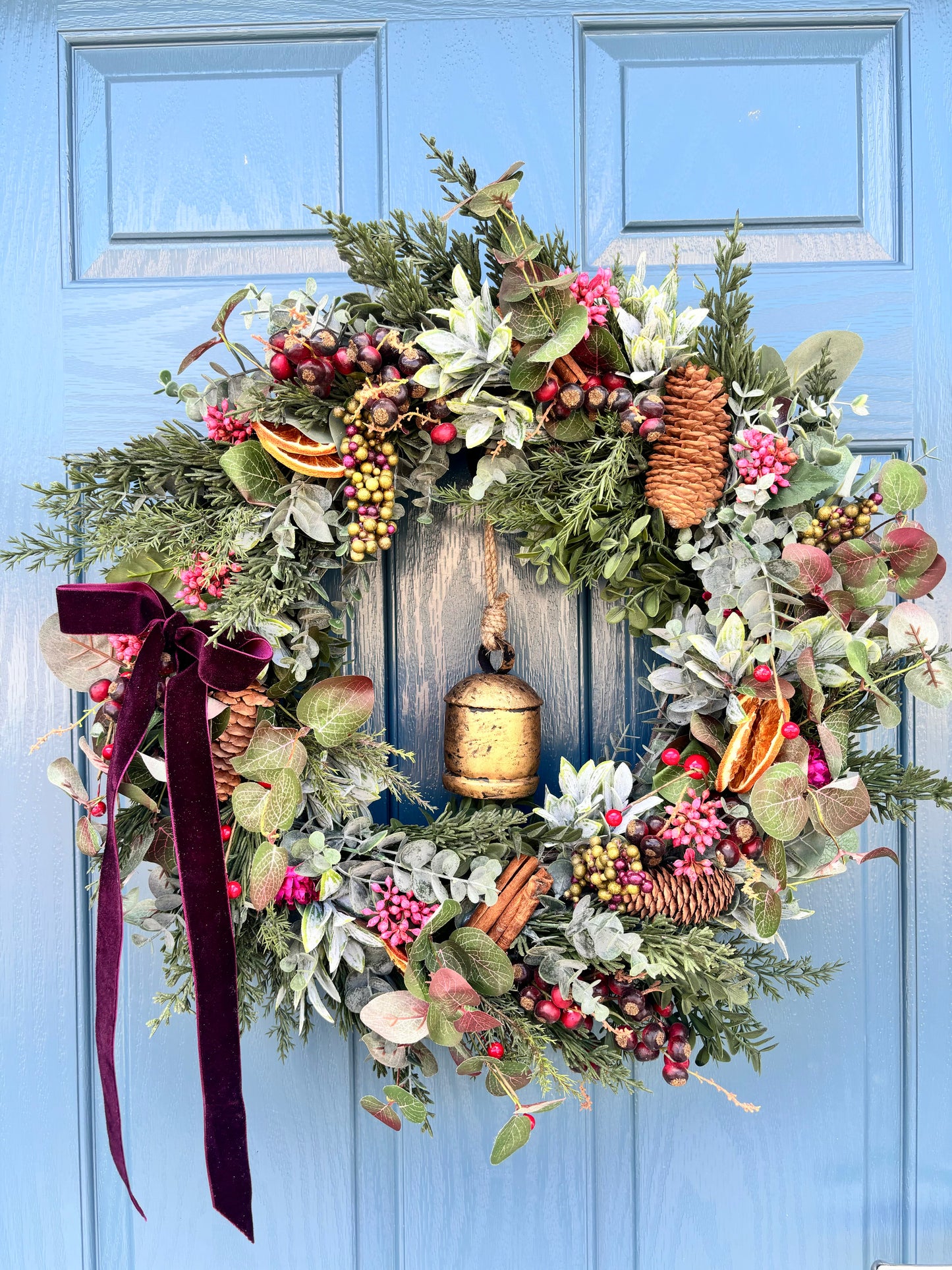 Christmas Wreath | Faux Floral Winter Door Decor - “Cinnamon & Spice”
