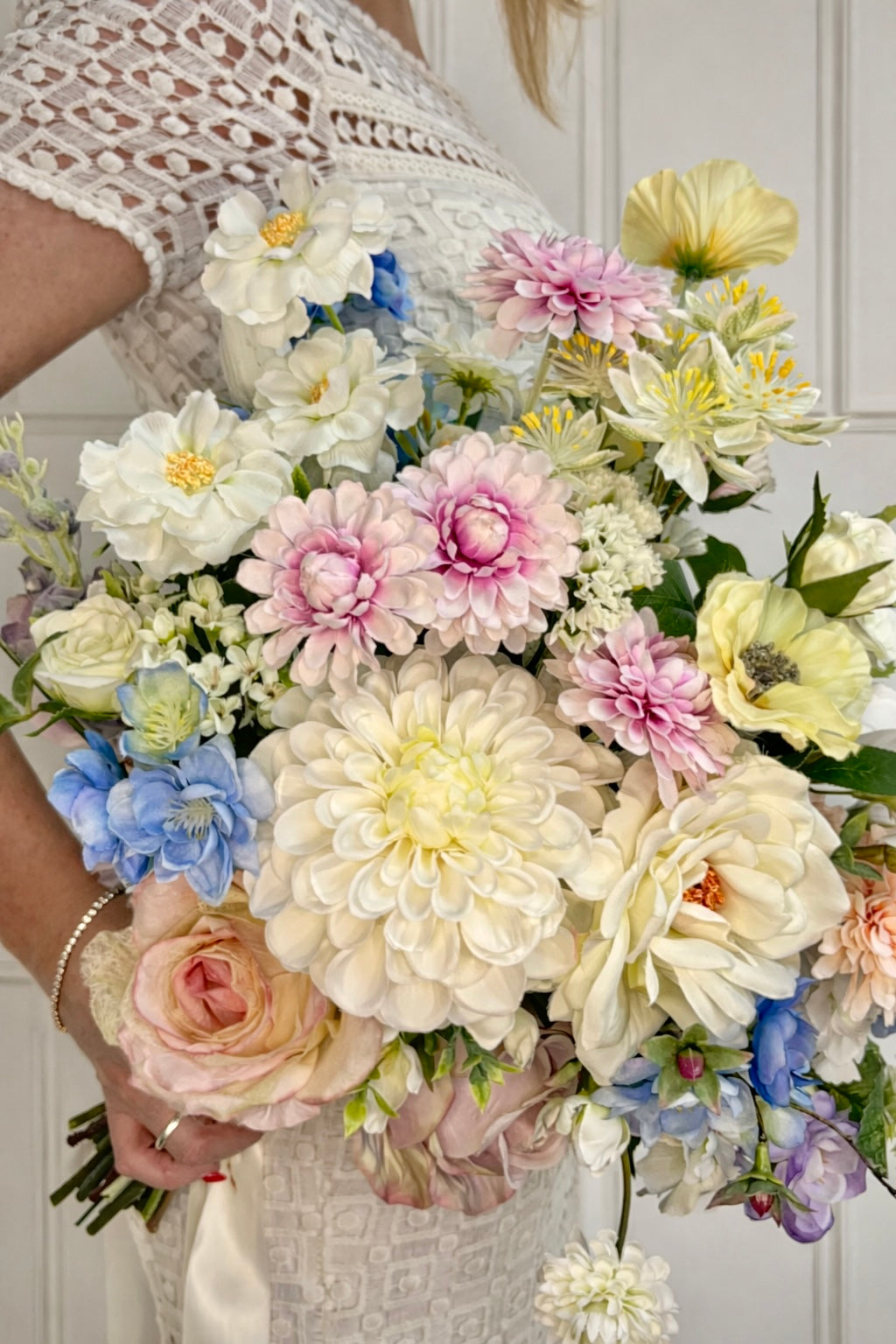 Luxury Bright Faux Wedding Bouquet | Real Touch Rose Bridal Bouquet | Romantic Artificial Flowers