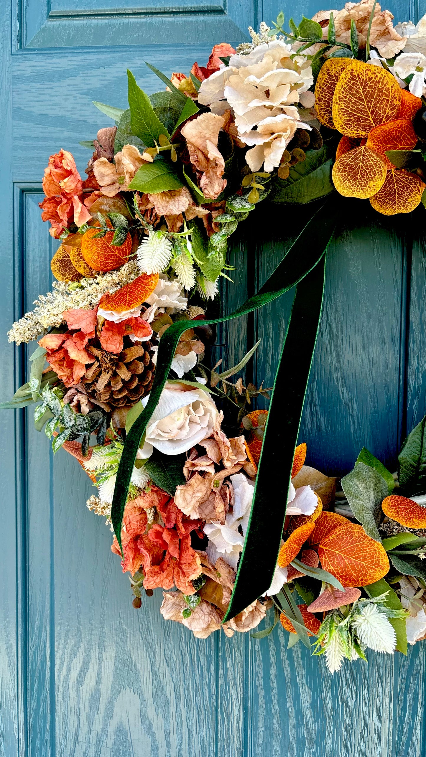 Autumn Wreath | Faux Floral Door Decor - “Autumn Rust”