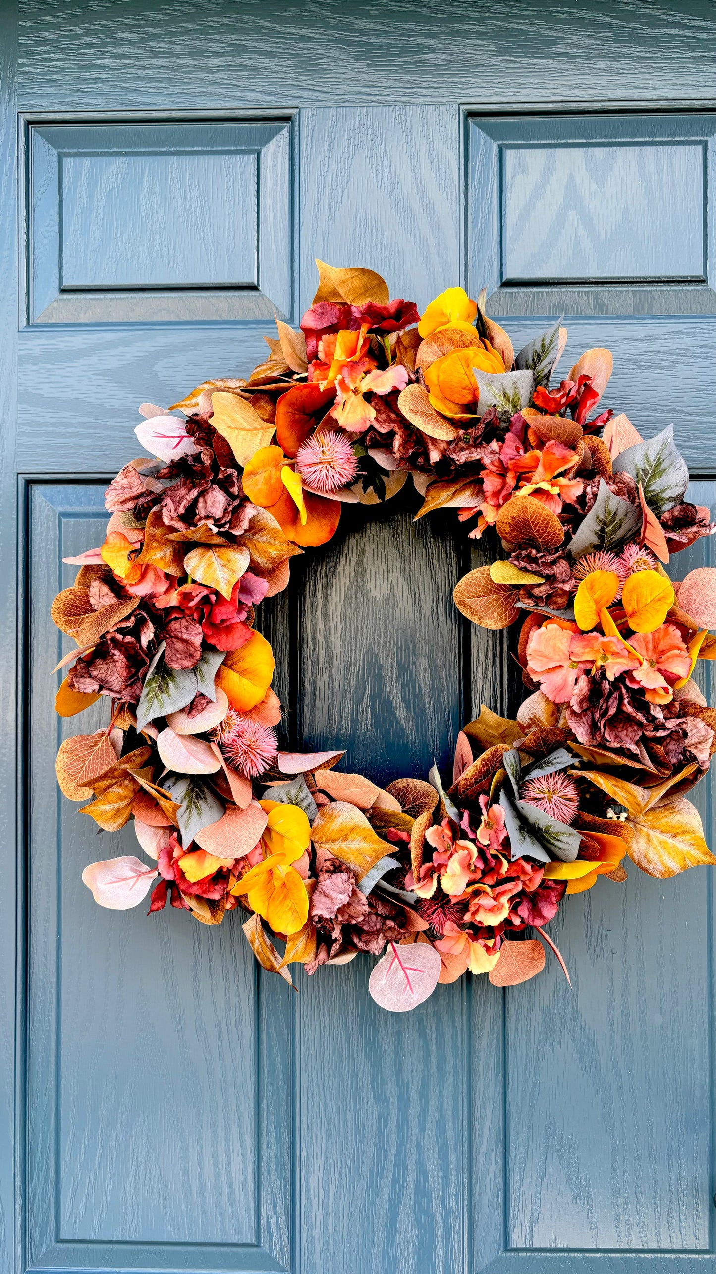 Autumn Wreath | Faux Floral Door Decor - “Amber Fall”