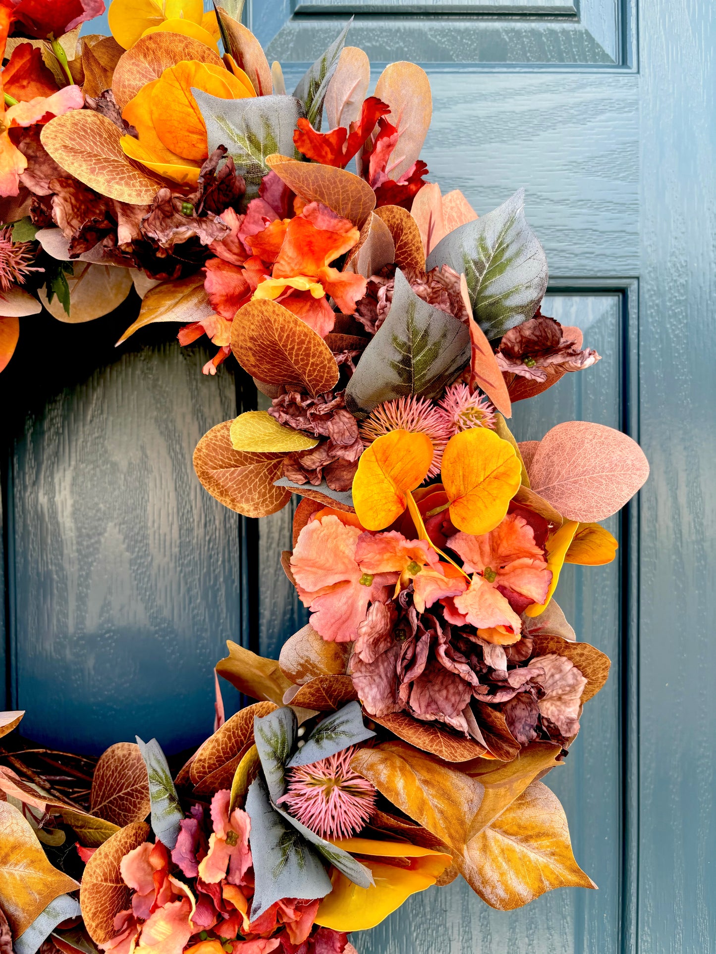 Autumn Wreath | Faux Floral Door Decor - “Amber Fall”