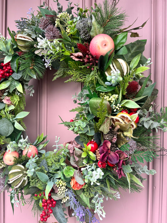 Christmas Wreath | Faux Floral Door Decor - “The Winter Forest”