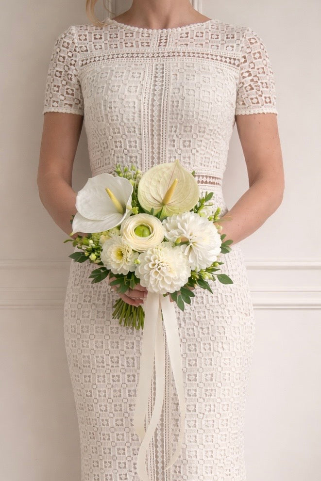 Luxury White Faux Wedding Bouquet | Real Touch Calla Lily & Orchid Bridal Bouquet | Timeless Artificial Flowers