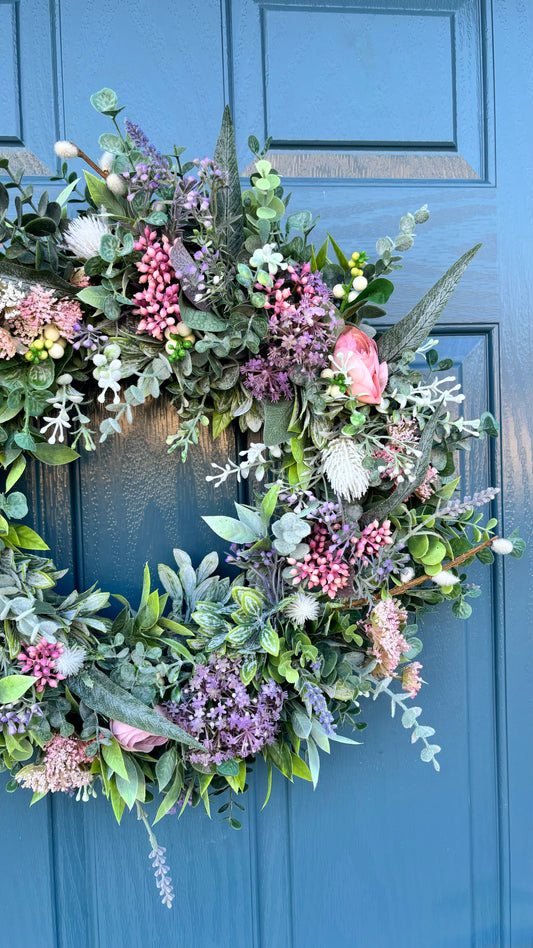 Winter to Spring Wreath | Faux Door Decor “Whispering Thistle”