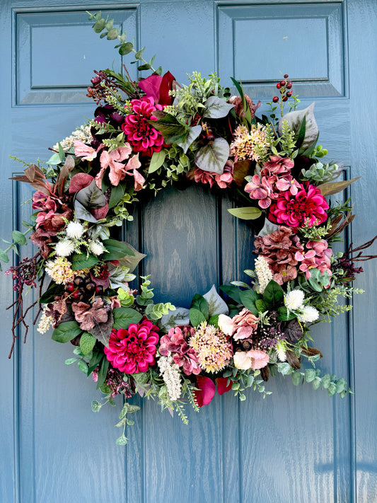 Autumn Wreath | Faux Floral Door Decor - “Cider Bloom”
