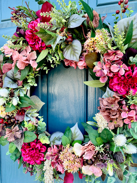 Autumn Wreath | Faux Floral Door Decor - “Cider Bloom”