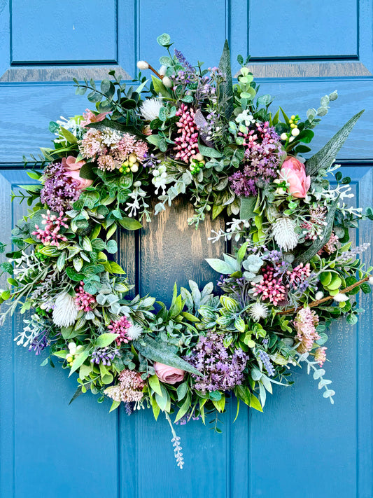 Winter to Spring Wreath | Faux Door Decor “Whispering Thistle”