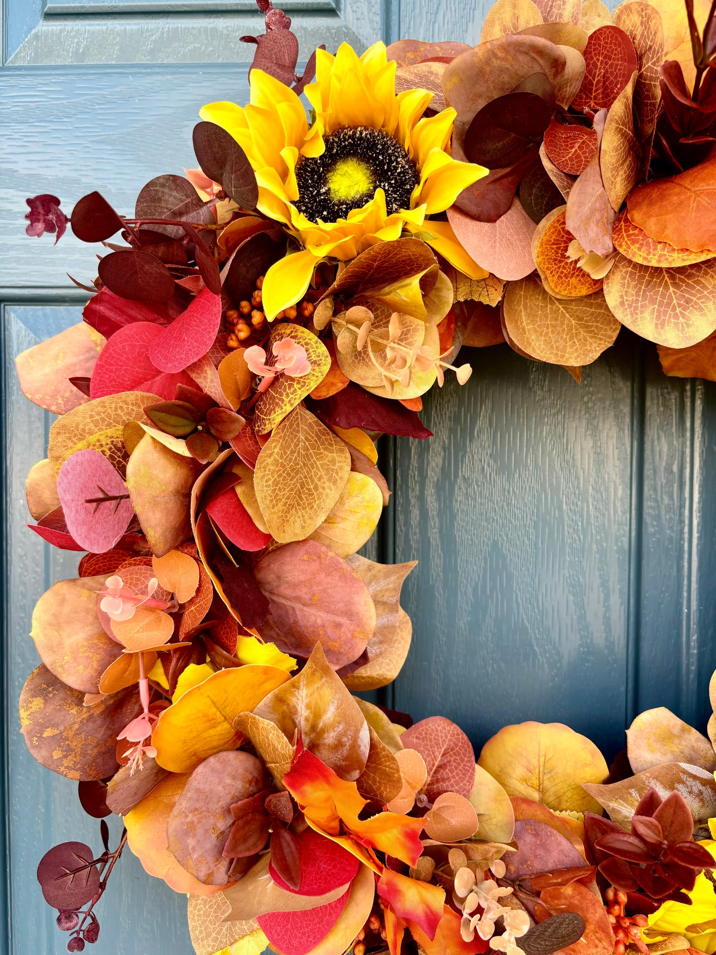 Autumn Wreath | Faux Floral Door Decor - “Sunflower Dream”