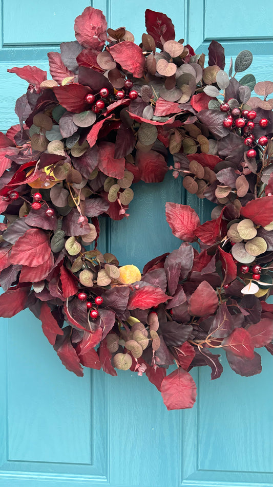 Autumn Wreath | Faux Floral Door Decor - “Berry Ember”