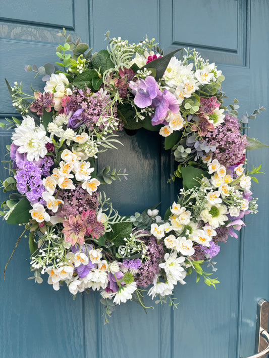 Spring Wreath | Faux Door Decor “The Cottage Garden”