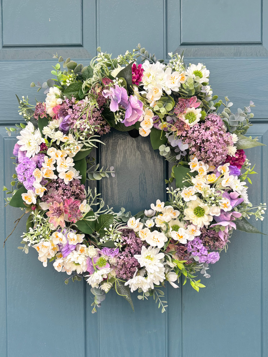 Spring Wreath | Faux Door Decor “The Cottage Garden”