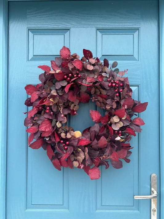 Autumn Wreath | Faux Floral Door Decor - “Berry Ember”